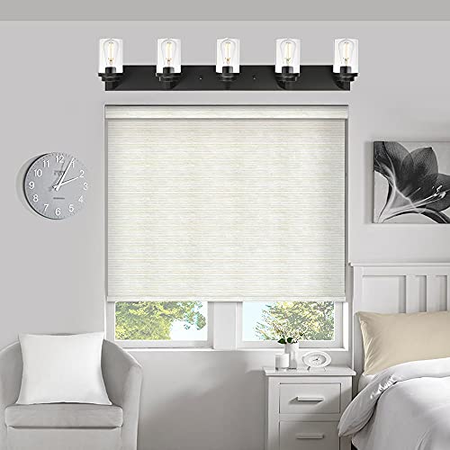 Melucee 5-Light Black Bathroom Light Fixtures With Clear Glass Shade, 40 Inches Length Vanity Lights Industrial Wall Mount Light For Bathroom Mirror, Powder Room Bedroom #TOP2