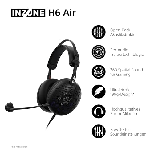 Sony INZONE H6 Air Kabelgebundenes Open-Back-Gaming-Headset