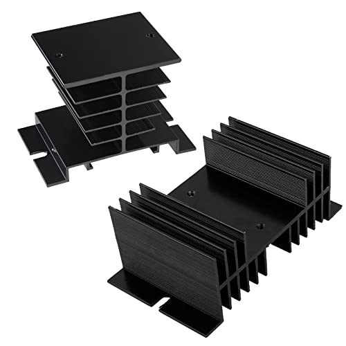 Diitao 2PACK Aluminum Heat Sink SSR Dissipation for Single Phase Solid State Relay 10A-100A(80x50x50mm+125x50x70mm)