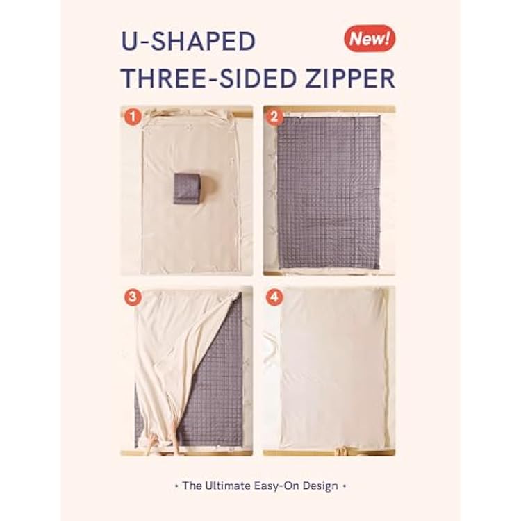YnM Exclusive Weighted Blanket 3.0 3-Side Zipper Duvet Cover Bundle(48x72 in, 15lbs, Sea Grass)
