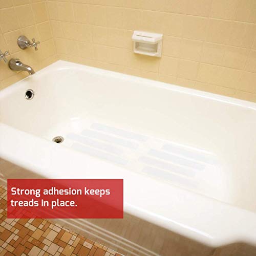 UCOFFEE Anti Slip Tape Bath Safety Strips, 8pcs Clear Self-Adhesive Non Slip Stickers Non Skid Tread for BathTubs & Shower, 2 inch x 12 inch Rounded Corners, Easy Install - Thumbnail 6