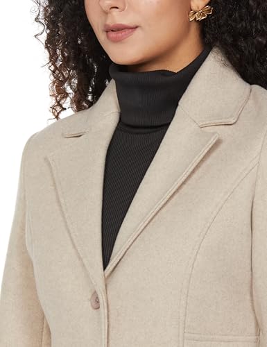 Image of Qube By Fort Collins Women's Semi-Long Tweed Coat with Knitted Finish - Elegant Winter Outerwear for Casual and Formal Looks