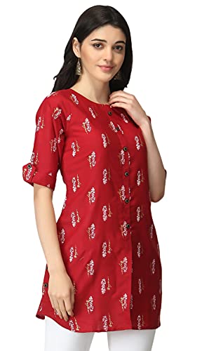 Image of Leriya Fashion Rayon Fabric Printed Round Neck Short Kurtis for Women Top Dresses Kurti for Girls & Ladies Kurtis (Pack of 2)
