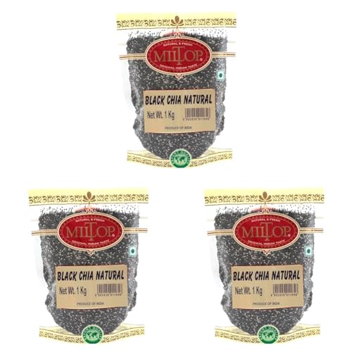 Image of Miltop Chia Seeds 1 kg - Non-GMO Seeds | Rich in Omega -3 & Fibre | Healthy Snacks for Weight loss management (Pack of 3)