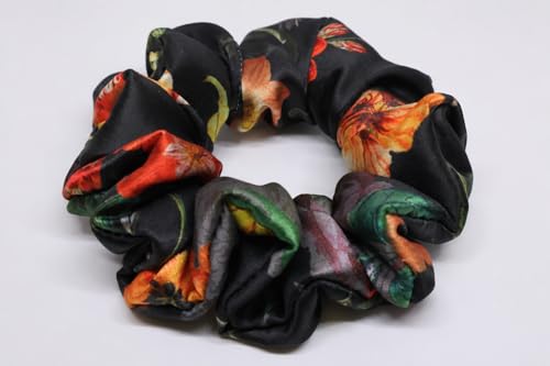 Image of Satin Scrunchies Hair Bands for Women | No-Damage Elastic Hair Ties for Ponytails & Buns | Fluffy & Stylish Rubber Bands | Free Size | Pack of 4 | Angel Blush Lg (Large Size)