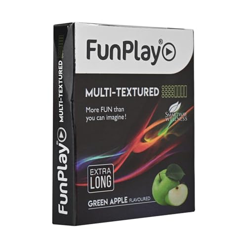Image of FunPlay Green Apple Flavoured Multi-Textured Condoms - 3 Pcs | Dotted & Ribbed for Extra Stimulation | Long-Lasting Smooth Lubricated Premium Latex Condoms for Men