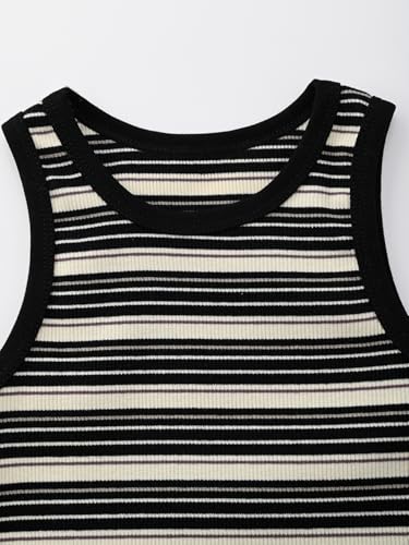 Image of BINIDUCKLING Toddler Tank Top Girls Summer Cute Striped Sleeveless Top 24 Months-8 Years