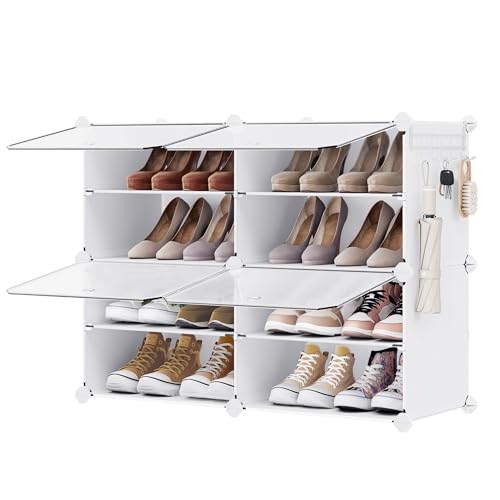 SONGMICS Scarpiera, Scaffale Modulare a 4 Scomparti per 16 Paia