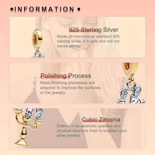 Image of S925 Sterling Silver Gold Plated Romantic Charms, Gifts for Mom Girlfriend Family on Valentine's Day Birthday Christmas Anniversary, Bracelet Necklace Bead Charm