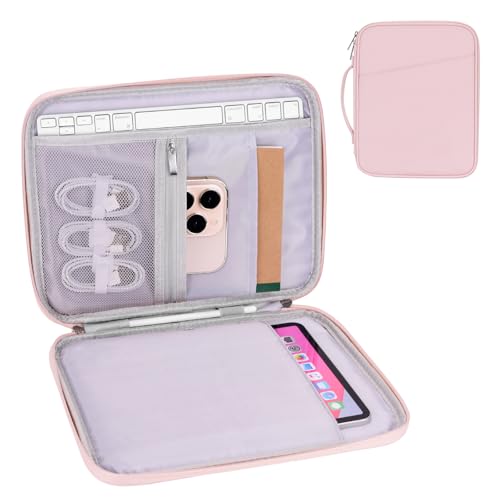 Cayeelu Tablet Bag For Women,Padded Carrying Sleeve Case For iPad Pro 12.9 M2/M1/2018-2020,Surface Pro 9/8/X,12.4" Galaxy Tab S9+/S8+(Pu-Pink12.9)