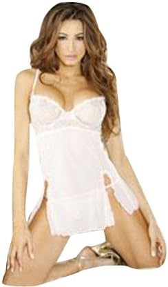 Dreamgirl Hanging Striped Chiffon Shirt Styled Babydoll and Matching Thong, Black, 1X-2X