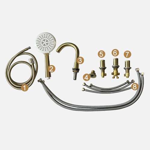 Robinet Mitigeur 5 Trous Bord Baignoire Gris Douchette 3 Modes - 4