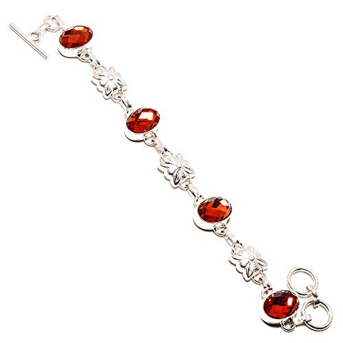 Bracelet topaze mystique orange fait main argent 925 ajustable
