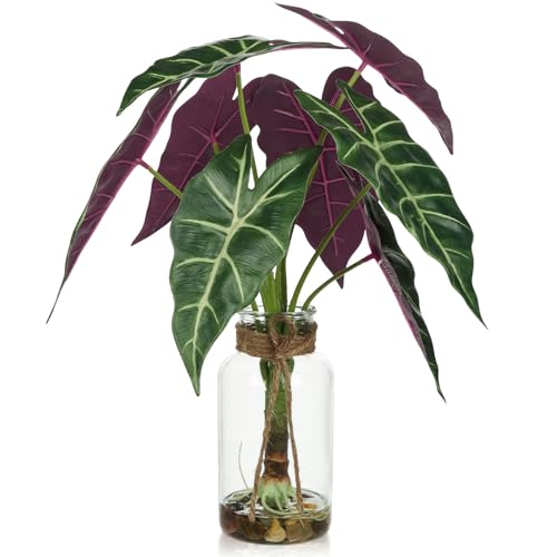 Briful 15'' Tall Fake Plants Alocasia Polly Faux Plant Indoor
