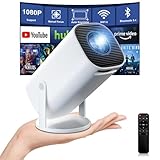 Mini Beamer 4K Full HD 1080P, Tragbarer Projektor mit WiFi 6 und Bluetooth 5.4,Auto-Keystone & Manueller Fokussierung,180°Dreh Kompatibel mit iOS/Android/HDMI/TV Stick/Laptop/PC