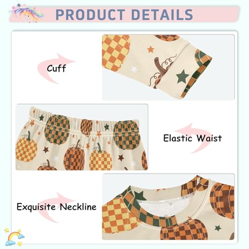 Pajama Sets Long Sleeve Pumpkin Pattern Stars Soft Comfy Sleepwear 2 Piece PJS 3-8T4