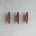 Wooden Oval Wall Hooks 3 Pack – Modern Minimalist Walnut Coat & Bag Hangers – Wall-Mounted Hooks for Entryway, Bedroom, Bathroom (Iroko (African Teak))