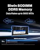 Biwin DDR5 RAM 32GB 5600MHz, SODIMM 262-pin CL46, Laptop Computer Memory, Mini PC, 1.1V / Independent PMIC/On-die ECC, High Performance RAM for AI or Gaming Computer, Single - Image 2