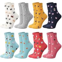 Utensilsto 8 Paar Socken Damen 35-38 Lustige Bunt Socken Damensocken mit Tier Motiv Witzige Cartoon Baumwollsocken Geschenke für Frauen Katzenliebhaber Geschenkideen bunt