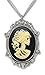 Gothic Lolita Skull Cameo in Pewter Frame Pendant Necklace