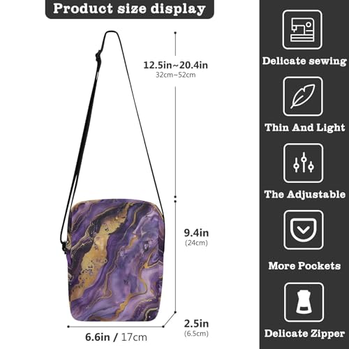Marble Stone Purple Gold mens messenger bag Crossbody Bags For Women small crossbody purse Adjustable Strap for work Outdoor Daily3