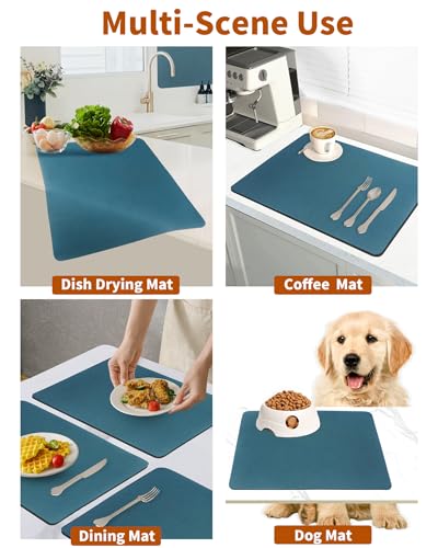 Hotmir Dish Drying Mat For Kitchen-Counter:Super Absorbent Coffee Mat Hide Stain Dish Mat Drying Kitchen Mat | Non Slip Rubber Backed Dish Drying Matt Kitchen Counter For Dish Rack Mat & Coffee Bar thumb #5