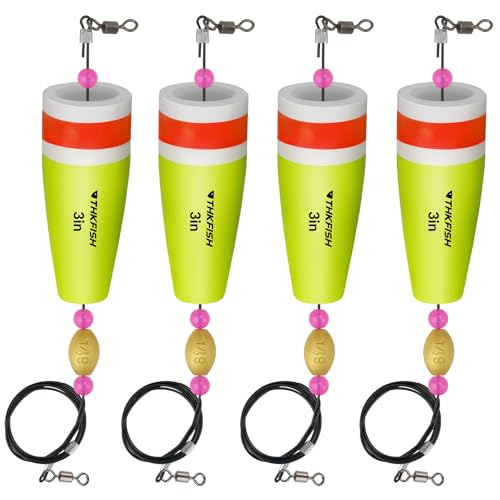 THKFISH Flotadores de Pesca Mar Boyas de Pesca Tope Silicona Pesca Flotadores Que Hacen Estallar Ponderados 4 Piezas Yellow 40g