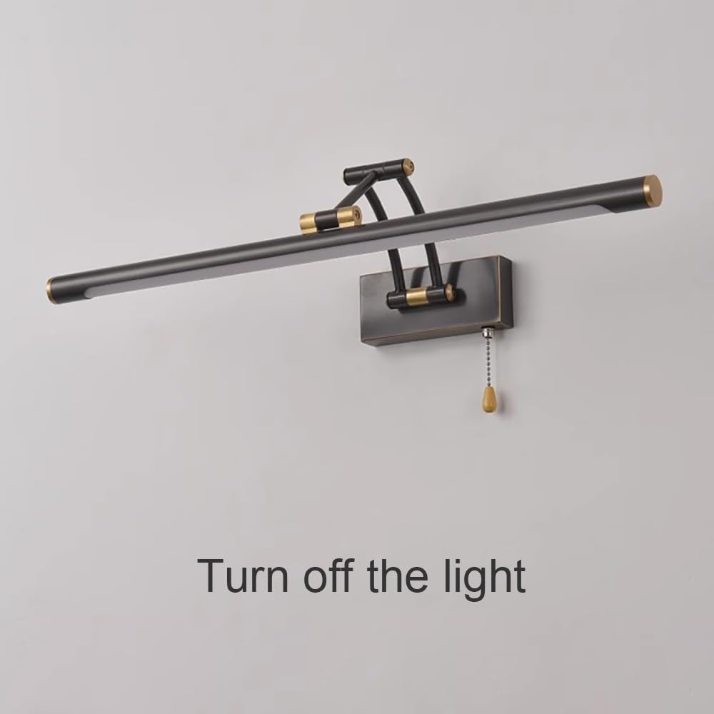 Lampada Specchio LED Moderna, Applique Bagno Tubo Lungo Regolabile Luce per Specchio con Catenella per Trucco Rasatura(Gold,45cm/17.71in)