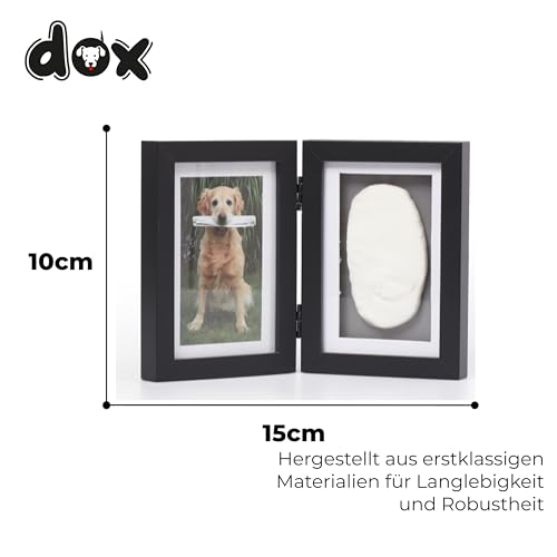 DDOXX Pfotenabdruckset Hund - Schaffe bleibende Erinnerungen mit dem Pfotenabdruck deines Haustieres - Polyester-Schaumstoff für Lange Haltbarkeit - mit Fotorahmen - Dog Clay Kit - Schwarz