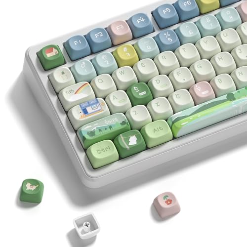Image of MOA Profile Farm Theme PBT Keycaps Set, 133 Keys Cute Rainbow Custom Keyboard Keycaps for Mechanical Keyboards, Dye-Sublimation, Compatible with 60%, 65%, 75%, 100% Layout