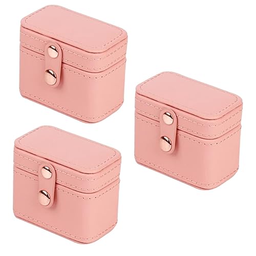 Boîte de 3pcs pour femmes rangement de grands anneaux roses