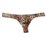 eywlwaar Men's Leopard Print Thong Underwear Low Waist T-Back G-String Underpants Gold
