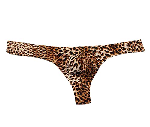 eywlwaar Men's Leopard Print Thong Underwear Low Waist T-Back G-String Underpants