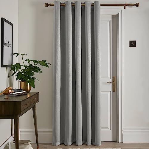 Fusion usion Strata Eyelet Curtain Panel – Silver, Single W66 x L84 (168 x 214cm) – Thermal Insulated Light Grey Curtain for Bedroom, Living Room & Door – Modern Window Drapes – Energy Saving