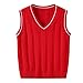 chalecos para niños,Boys Sweater Vest Unisex Cable Knit 100% Cotton Toddler Uniform Vests for Little Big Childrens Kids Teenage Girls(Red, 2-3 Years)
