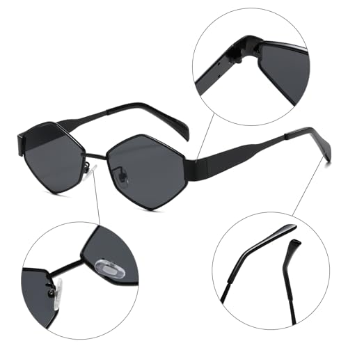 Long Keeper Trendy Hexagonal Sunglasses - Retro Women Men Metal Frame Sunglasses Fashion Small Gold Sun Glasses UV4004
