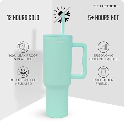 Image of Tumbler with lid and Straw 1200ML Cup Stainless Steel Hot and Cold with Handle and Lid 2 Straw Vacuum Insulated Tumbler for Water, Iced Tea or Coffee Office Gym Travelling