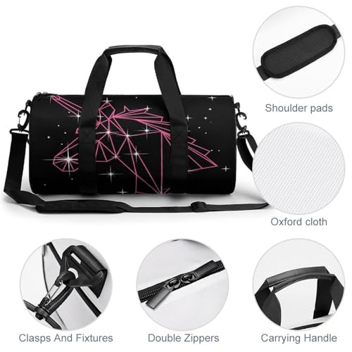Sac de sport licorne géométrique 45x23cm pour gym et voyage