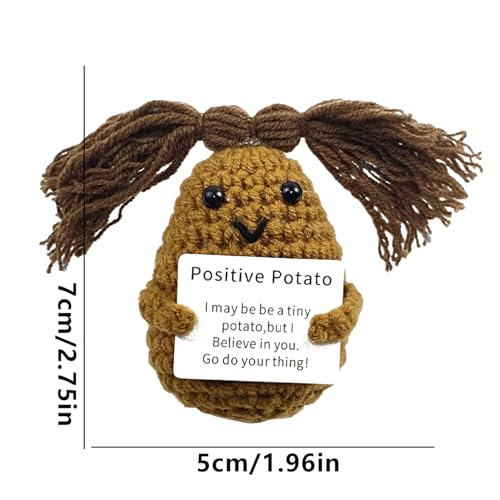 Maxten Batata em malha - Brinquedo de malha positivo feito à mão com cartão inspirador | Pelúcias de