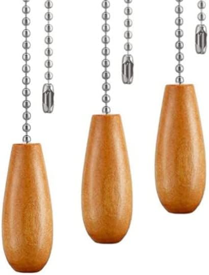 Luo Qiufa Ceiling Fan Chain Pulls Nordic Wood Art Zipper Extender Suitable for Chandelier Fan Chain 3-Piece Set