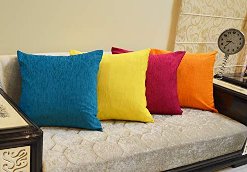 Image of Khooti Molfino Cushion Cover, 18x18 | Yellow | Pack of 5 | Solid Plain Soft & Smooth, Decorative Cushion Covers for Living Room, Bedroom, Couches, Chairs, Sofas, Beds & Home Decor