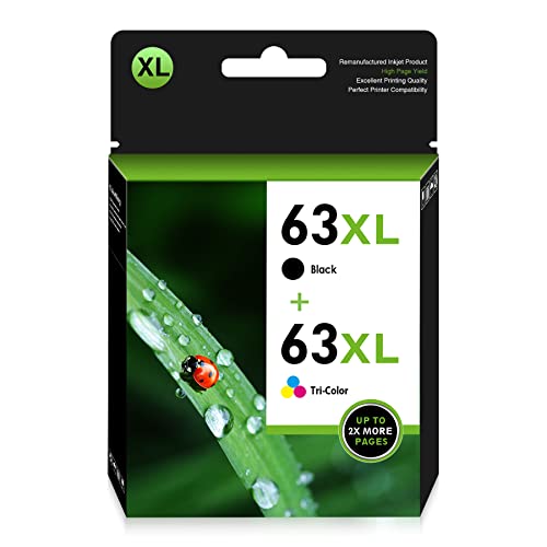 ColorKing Remanufactured Replacement for HP Ink 63 63XL 63 XL for HP Envy 4520 Ink Cartridges OfficeJet 3830 4650 4652 4655 5200 5255 5258 DeskJet 1112 2132 3630 Printer (1 Black, 1 Tri-Color)