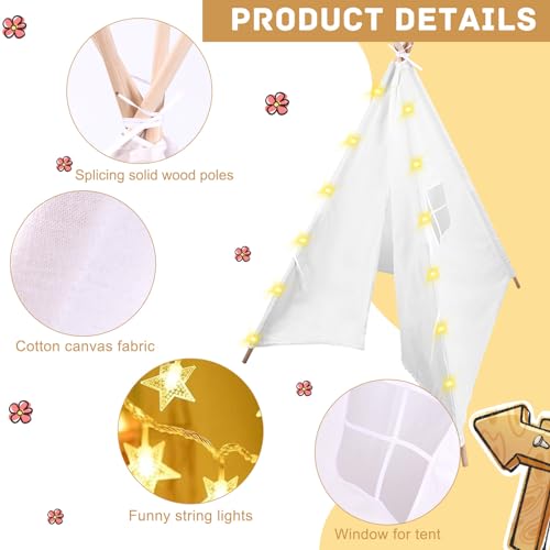 Mbjzsl JZ-TEEPEE-TENT-6 Packs Teepee Tent For Kids With 10Ft String Lights, Indoor Outdoor Play Teepee Tent thumb #2