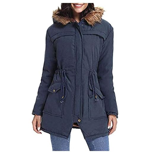 3-i-1 jacka dam, kappa dam lång vinter parkas vinterjacka damer lång varm fodrad parkas damer med päls quiltad jacka kvinnor vinterparkas teddypäls vinterjacka parkas kappa vinterjackor med huva, blå, S