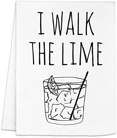 Funny Dish Towel, I Walk The Lime, Flour Sack Kitchen Towel, Sweet Housewarming Gift, Farmhouse Kitchen Decor, White