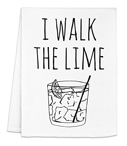 Funny Dish Towel, I Walk The Lime, Flour Sack Kitchen Towel, Sweet Housewarming Gift, Farmhouse Kitchen Decor, White #TOP2