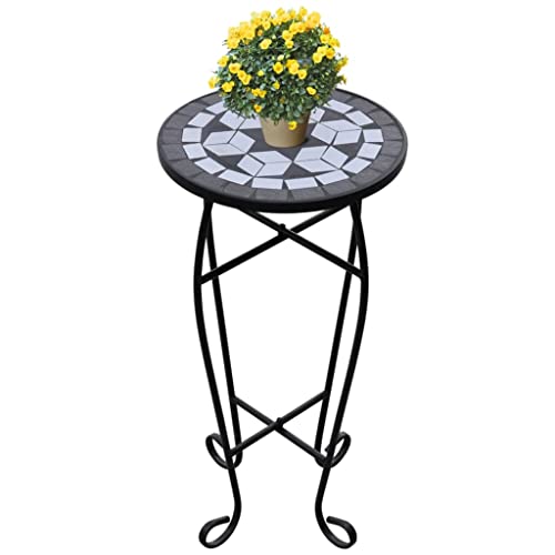Table d'appoint mosaïque meuble de salon design noir et blanc vidaXL