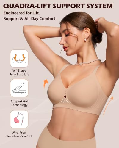 As Fairy Wireless Jelly Bra for Women Seamless Full Coverage No Underwire | Push Up Lift Support, Diamond-Shaped Hole Breathable Design, Soft Wireless Bralette, Everyday T-Shirt Bra — view 2