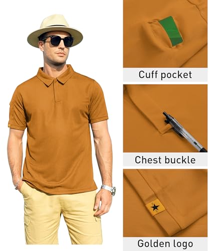 Image of ZITY Mens Polo Shirt Short Sleeve Sports Tactical T-Shirt Athletic Golf Polos Daily Casual Stylish Collared Shirts for Men