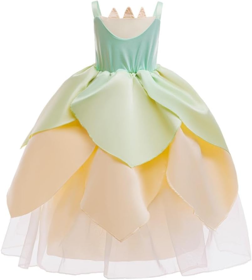 Dressy Daisy Girls Frog Princess Dress Up Costume Halloween Birthday Outfit with Flower, Vine and Arm Bands, Size 2T - 12 - Image 2